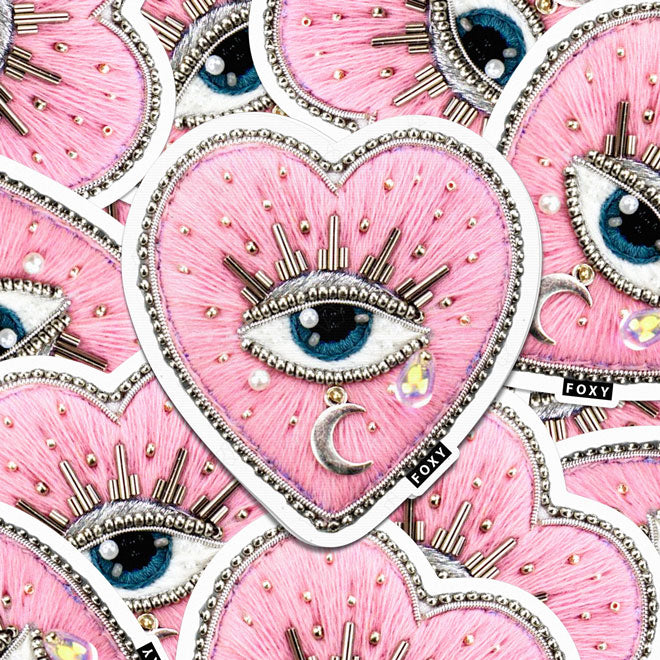 Rose Evil Eye Embroidery - Sticker