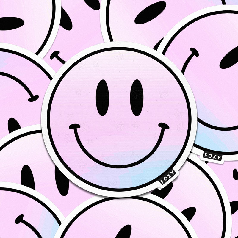 Lilac Happy Face - Sticker